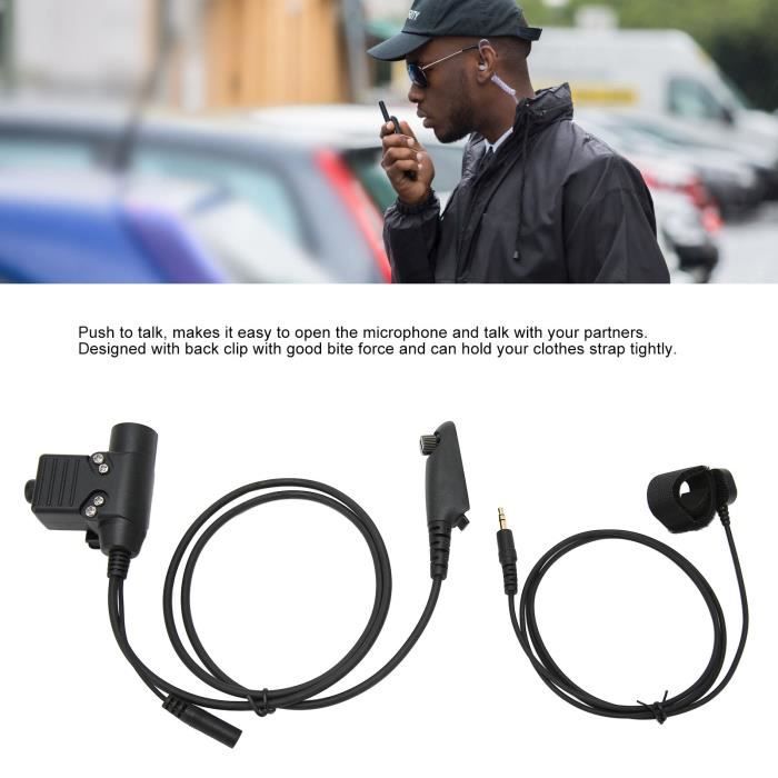 Adaptateur Câble 2 Broches Pour Casque Talkie-Walkie - PTT Bouton - Compatible Z-Tactical - Pour Radio 2,5mm/3,5mm - Usage Extérieur