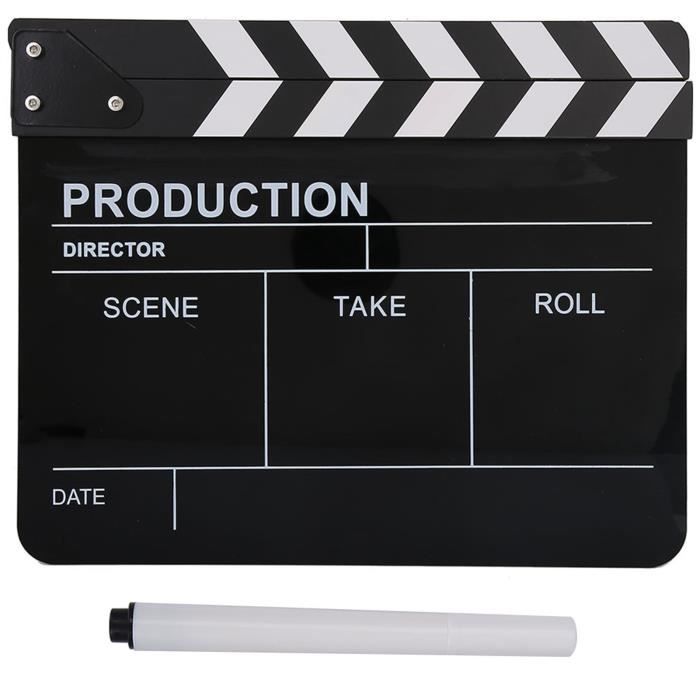 Clap De Cinéma Acrylique Professionnel - 30x24.5cm Avec Stylos Et Gomme