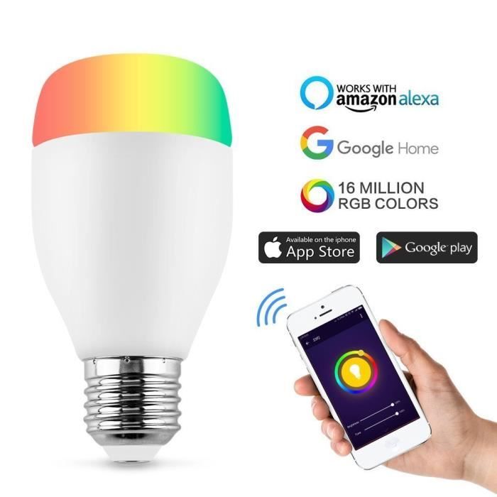 Ampoule LED Connectée Alexa Echo Google Home RGB Culot E27