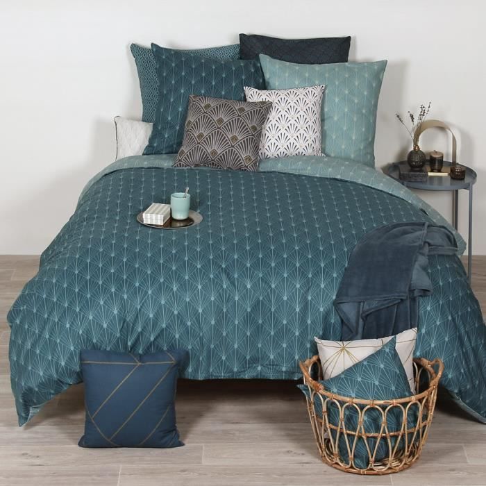 Parure de lit Gatsby géométrique Bleu 240x220 cm Azsy