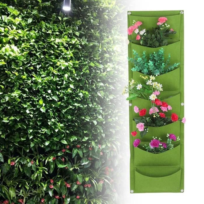 2 Sacs De Culture Suspendus à 7 Poches - En Feutre Résistant à L'eau - Pour Plantes, Balcon, Jardin Mural