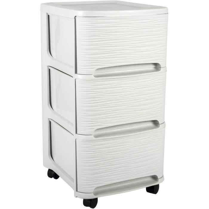 Eda Plastique Tour De Rangement 3 Tiroirs 14 L Decor Stone Avec