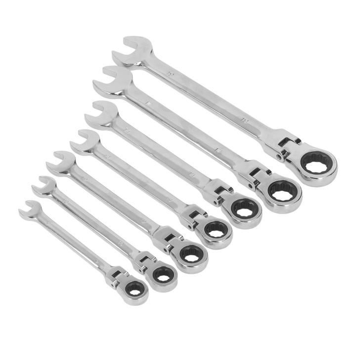 Jeu 13 Clés à Cliquet Articulées 8-32 Mm Haskyy – Clés Mixtes Fourche/Ring Chromées, 72 Dents, Sac De Rangement, Qualité Industrielle