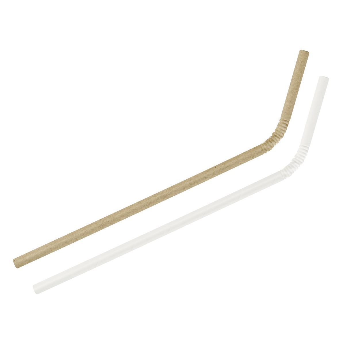 Fackelmann Lot De 40 Pailles En Papier Coudées Flexibles Blanches Et Brunes - 23cm FSC