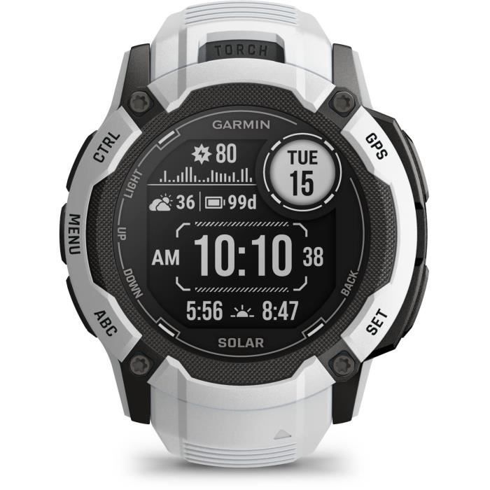 Montre GPS connectée - GARMIN - Instinct 2X Solar Blanche