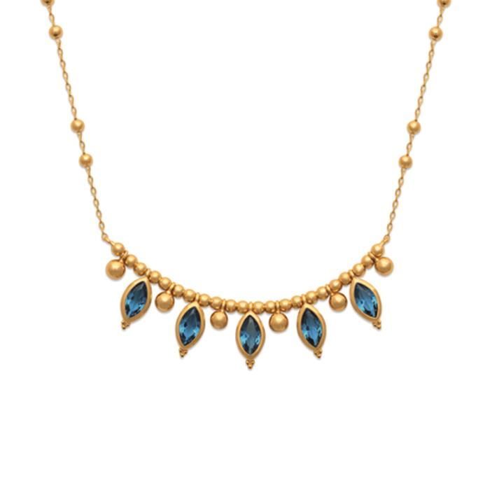 Collier Style Cléopâtre En Métal Doré Avec Pierres Résine Turquoise - Neuf Avec étiquettes