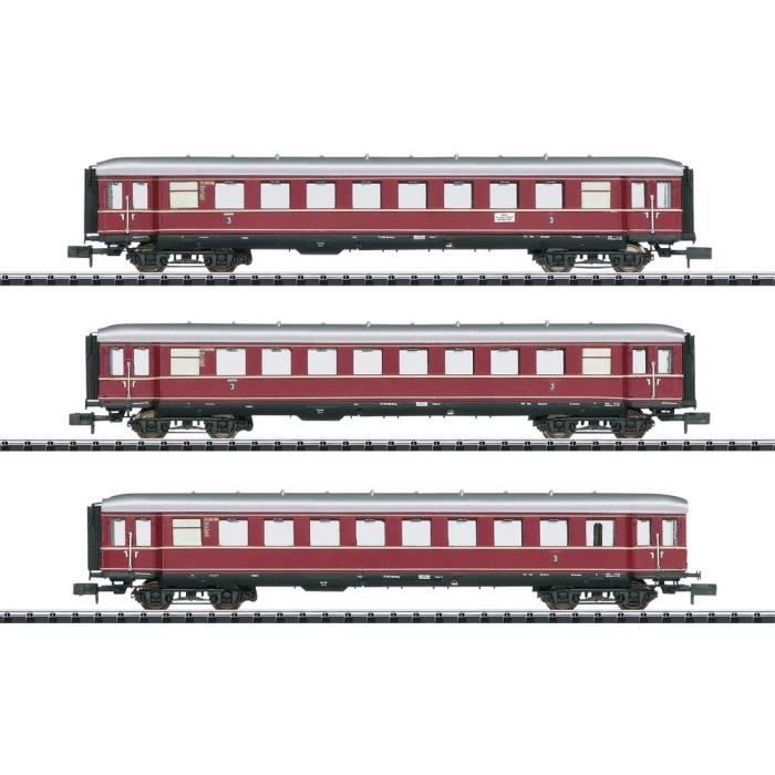 MiniTrix 18219 - Set De 3 Voitures SNCF Époque IV (Nice-Paris) : A9, Vru, B10 - Échelle N 1/160