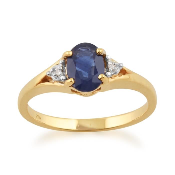 bague or jaune diamant bleu