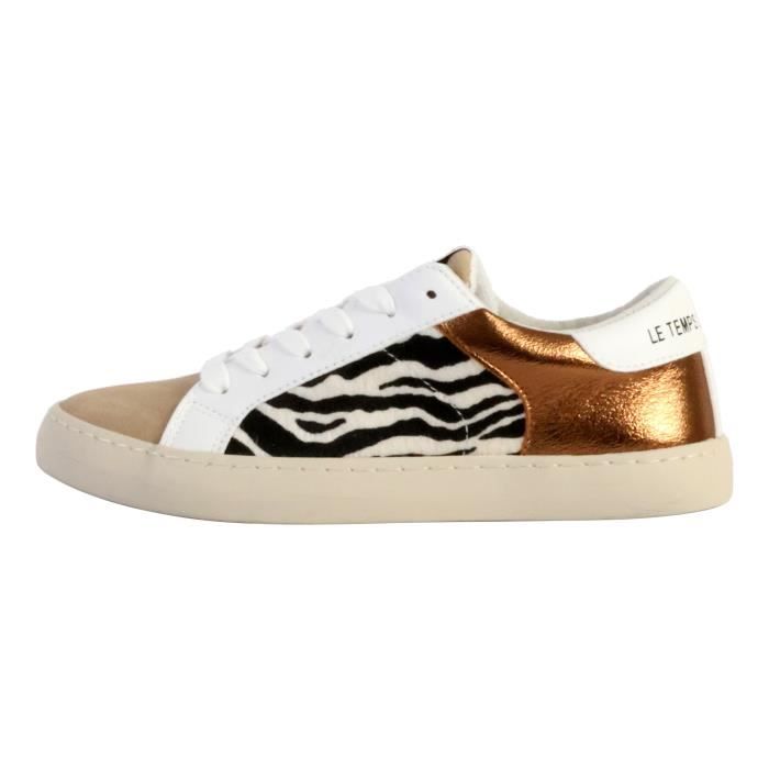Baskets basses LE TEMPS DES CERISES Zebre Plat Lacets