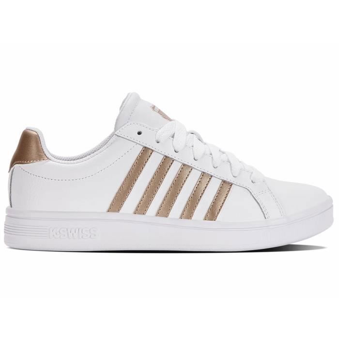Baskets femme - K-SWISS - Court Tiebreak - Blanc - Cuir - Lacets Baskets femme - K-SWISS - Court Tiebreak - Blanc - Cuir - Lacets