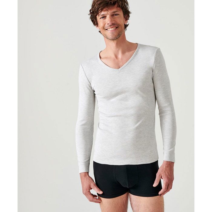 Damart - T-shirt Thermolactyl manches longues maille interlock - Gris Chiné Damart - T-shirt Thermolactyl manches longues maille interlock - Gris Chiné