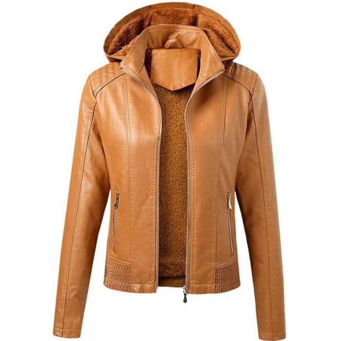 Veste simili cuir femme discount capuche