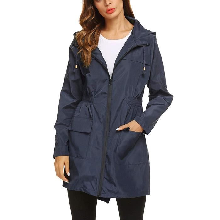 Imperméable à Capuche Femme, Ponchon De Pluie, Trench Capuche Femme Manteau De Pluie Raincoat Waterproof