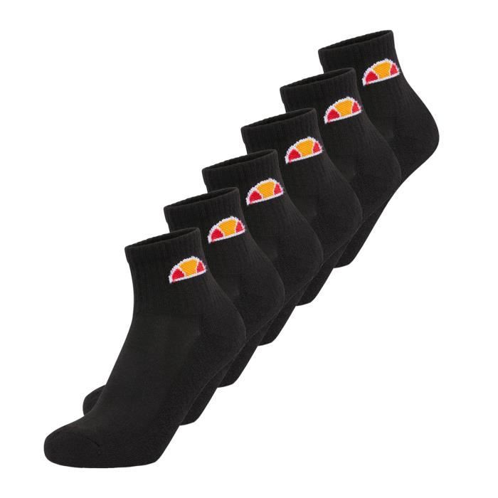 chaussettes de sport mixtes ellesse - uni - paquet de 6 - noir