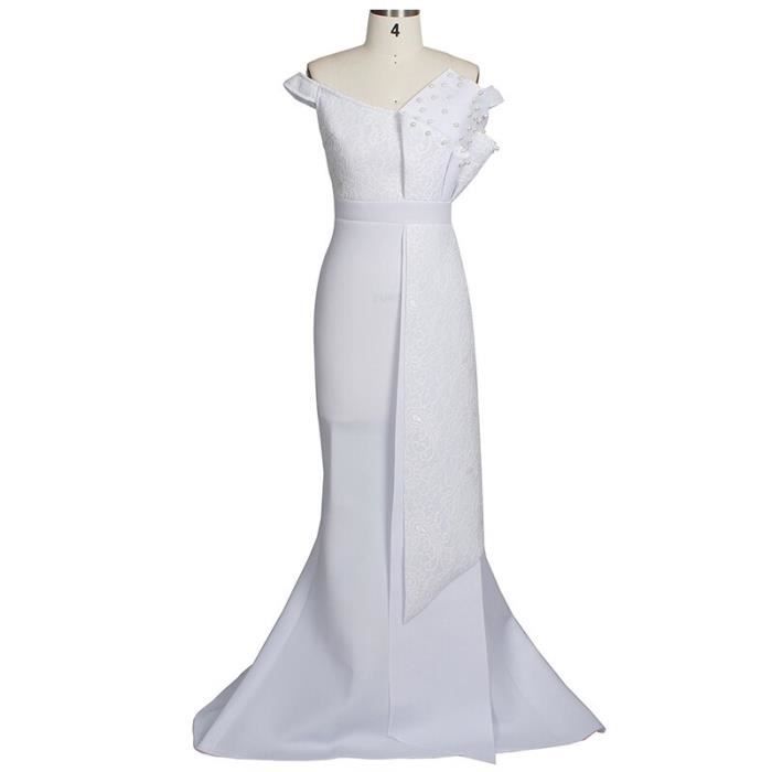 Robe En Dentelle Femme Élégante Sirène Haute Taille - Robe Soirée Irrégulière Coupe Ajustée