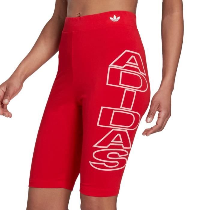 Short Rouge Femme Adidas Coupe moulante Taille haute 92 coton 8 elasthanne