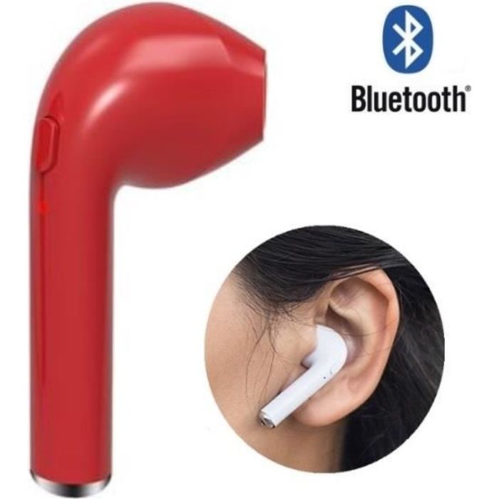 Oreillette Bluetooth sans fil Kit Mains-libres Universel Rouge