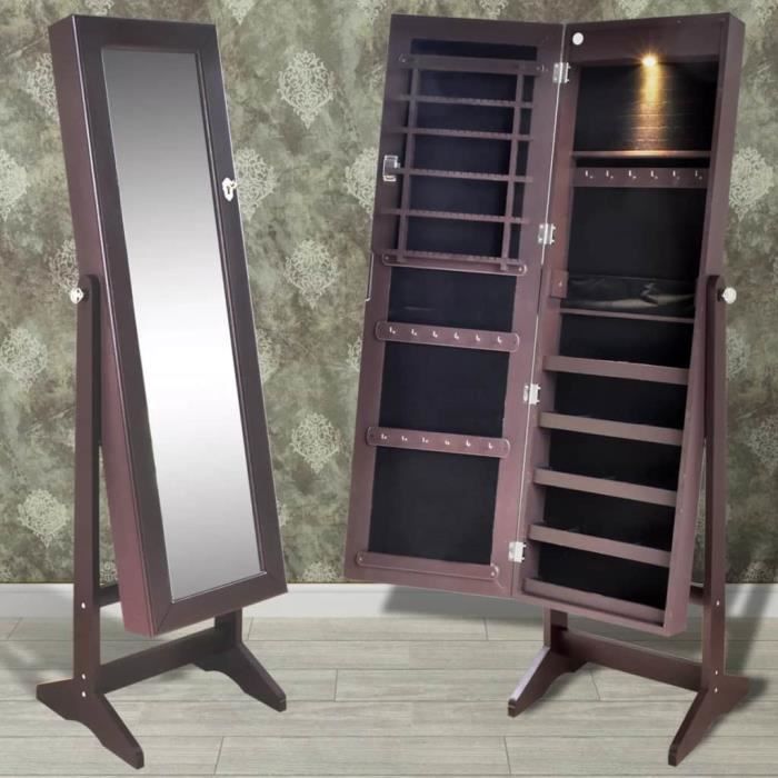 Armoire A Bijoux Sur Pied Avec Miroir Et Eclairage Led Miroir