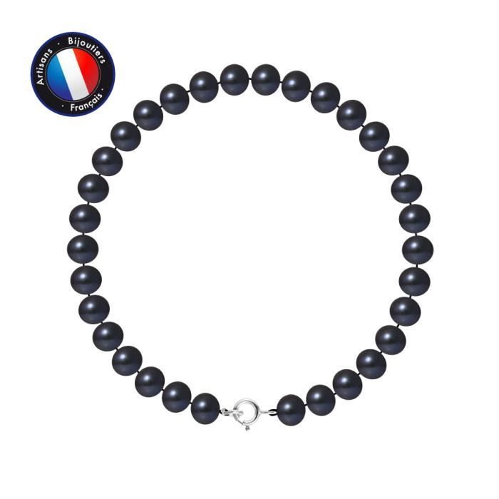 Collier Fait Main Perles D'eau Douce Et Spinelles Noires - Style Baroque, Cadeau Idéal