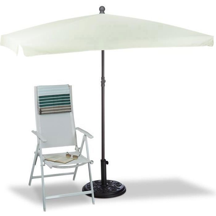 Relaxdays Parasol 200 x 120 cm rectangle hauteur réglable cadre en acier ombrelle jardin terrasse baleine polyester inclinable -