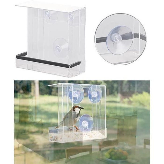 Mangeoire à Oiseaux En Acrylique Transparent Pour Fenêtre, Mangeoires à