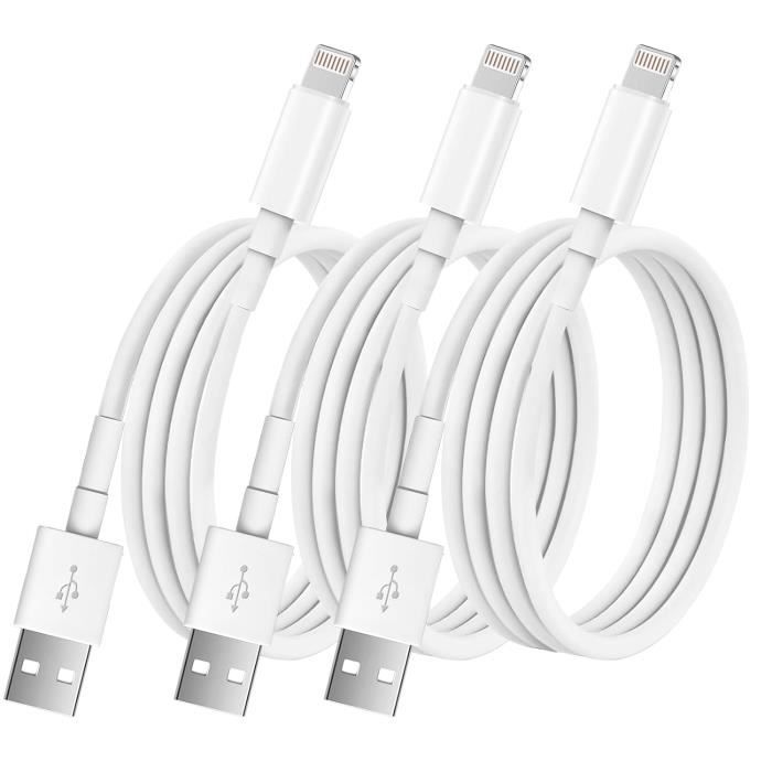 Lot De 4 Câbles IPhone Certifiés MFi (1m + 1m + 2m + 2m) – Charge Rapide Lightning USB Pour IPhone 14/13/12/11