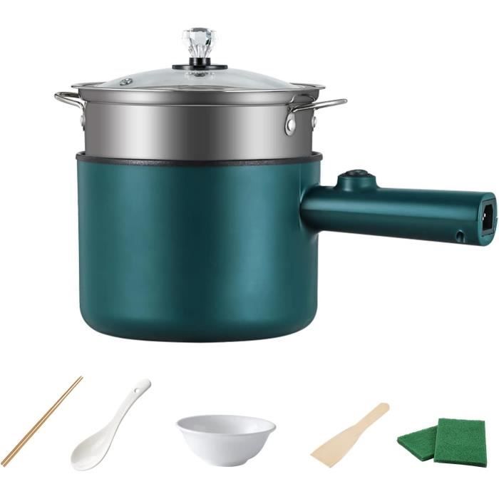 Marmite électrique 1.7L Mini Cuiseur Vapeur électrique 1,7L - Double Puissance 300W/600W - Revêtement Antiadhésif - Multifonction Cuisson Et Vapeur Cuiseur Mini Cuisine étudiant