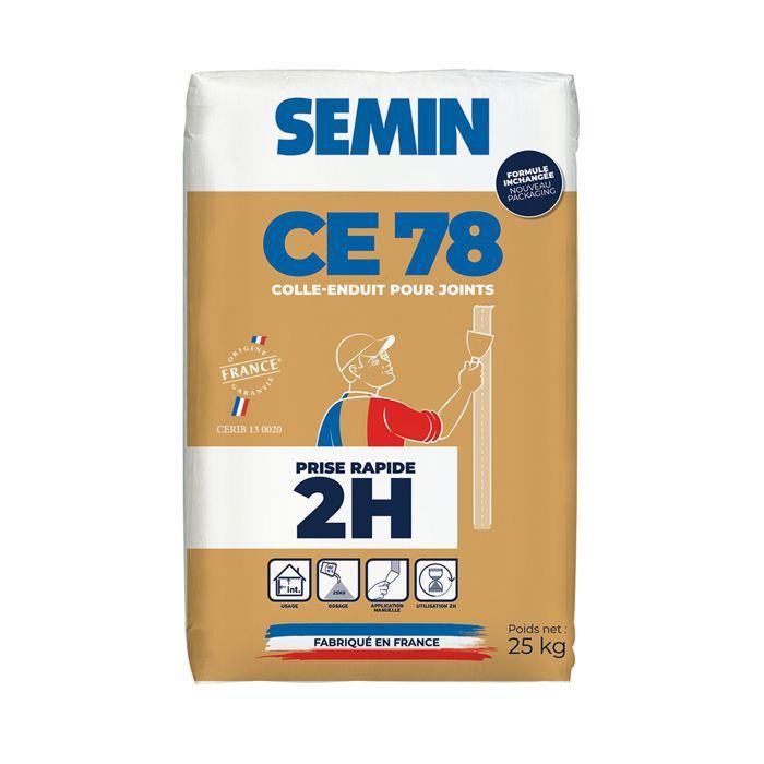 Enduit pour joint de plaque de plâtre Ce 78 lent SEMIN, 25 kg main image 1