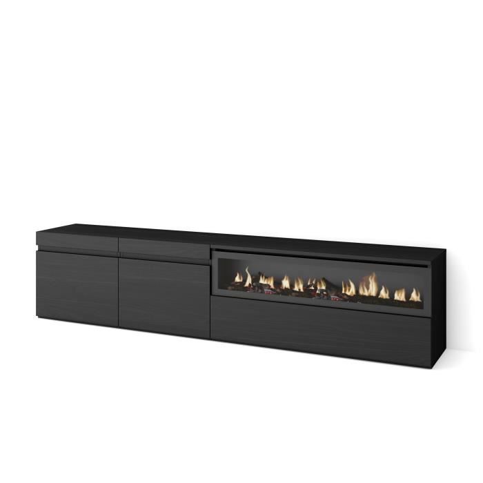 Meuble TV Banc Télé 200x35x45cm Pour les TV jusquà 80 Cheminée électrique Noir RF2193 Meuble TV Banc Télé 200x35x45cm Pour les TV jusquà 80 Cheminée électrique Noir RF2193