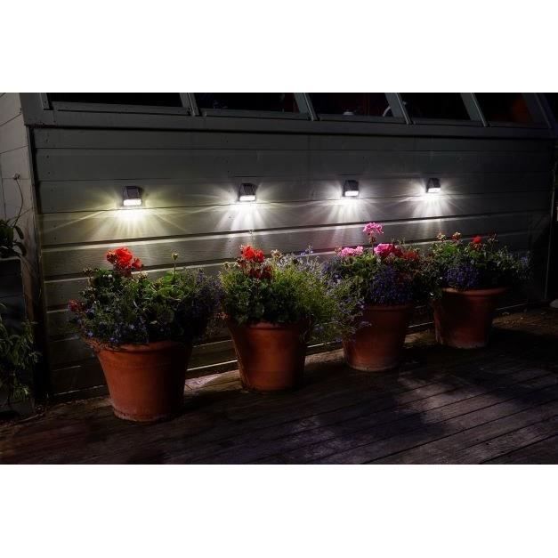 Pack de 4 Spots Solaires Muraux SMART GARDEN - Éclairage de 3 Lumens - LED - Plastique - Gris