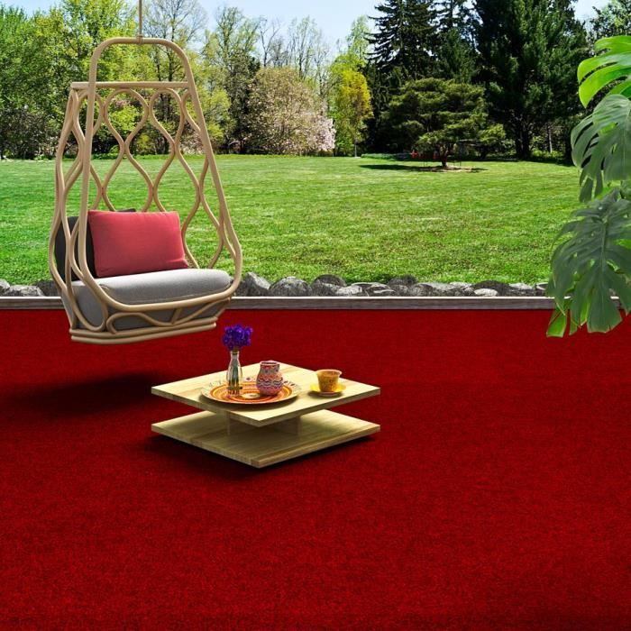 Kingston - tapis type gazon artificiel – pour jardin, terrasse, balcon - rouge - 200x300 cm