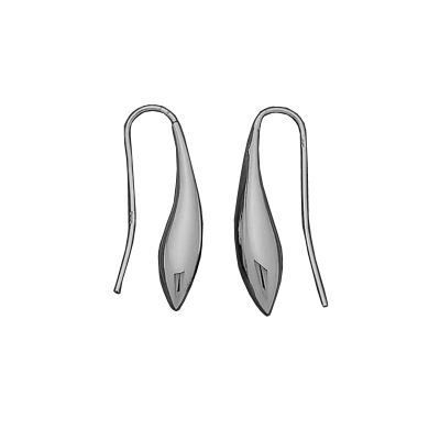 Boucles D'oreilles Clip Art Déco - Pendant Longue Goutte Triangle - Argenté - Neuf Sans Emballage