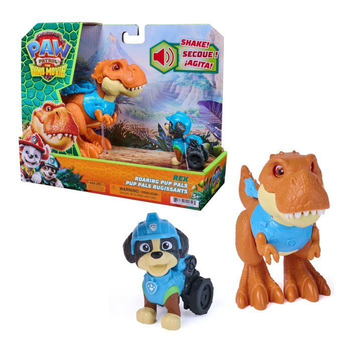 Pack 2 Figurines Roaring Pup Pals Rex - La Pat Patrouille - Le Film Mission Dino - SPINMASTER - A Partir De 3 Ans