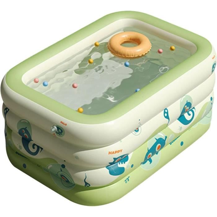 Piscine Gonflable Rectangulaire Enfants 150x105x35 Cm - Portable, Doux Fond Gonflable, Idéale Jardin Ou Intérieur Été
