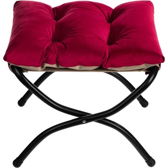 Repose-pieds Pliable HollyHOME - 47x36x36 Cm, Siège Ottoman, Coussin Amovible Lavable, Pieds Métal Antidérapants, Gris