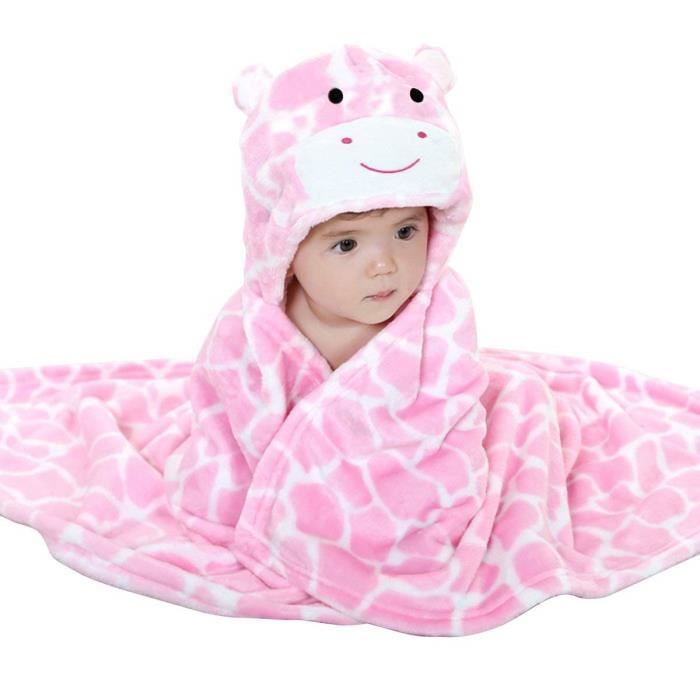 Drap de bain doux pour bébé - SWAREY - Animal Peignoir à Capuche - Rose - 100% coton doux et tendre - 90x90 cm