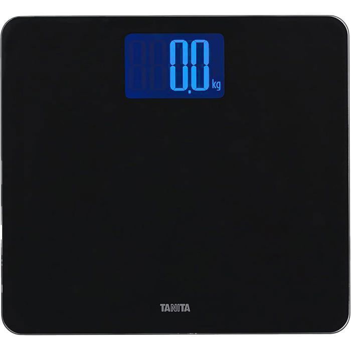 TANITA  - HD-366 &ndash; P&egrave;se-personne - Plateau en verre tremp&eacute; extra-plat &eacute;cran LCD r&eacute;tro&eacute;clair&eacute; facile &agrave; lire - 200 kg - Noir 