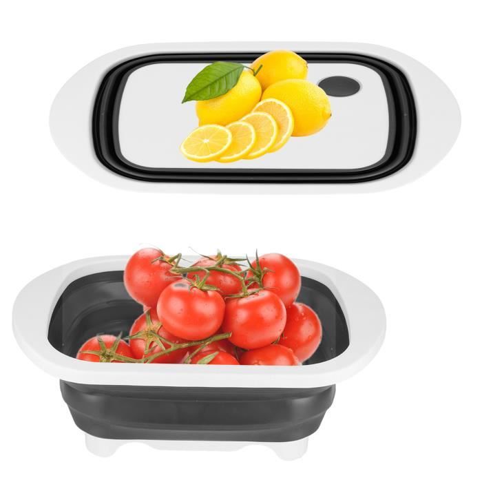 Planche à Découper Panier Égouttoir 2 en 1 Pliable