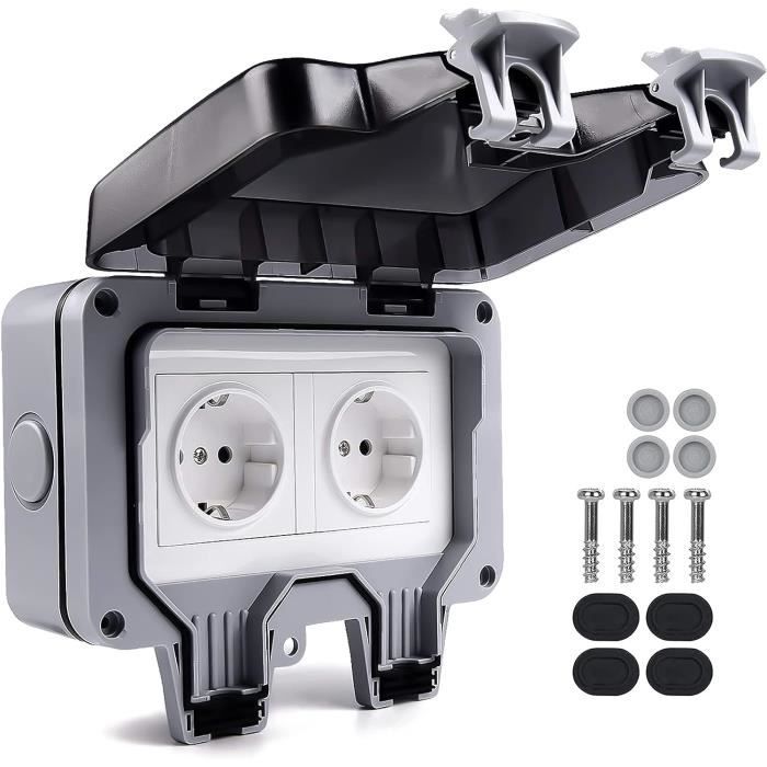 Prise Extérieure - Prise étanche - IP66 - Prise Extérieure - Prise Murale Avec