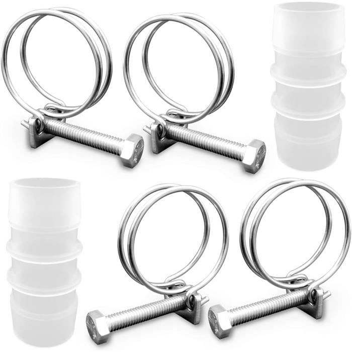 Lot De 4 Colliers De Serrage En Acier Galvanisé – Diamètre 21-23 Mm, Vis Rotative, Pour Tentes, Auvents Et Poteaux – 75x30x25mm
