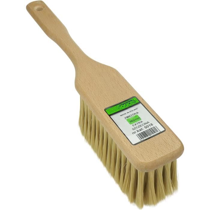 Brosse à Main En Bois Poils Naturels 34x7x5,7 Cm - Balayette Professionnelle Cuisine Atelier Extérieur