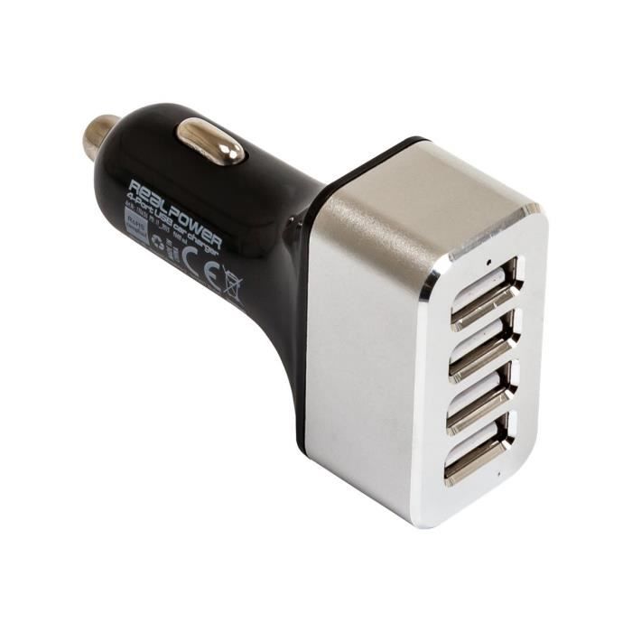 Realpower 4-Port USB car charger Adaptateur allume-cigare (voiture) 2400 mA 4 connecteurs de sortie (USB (alimentation…
