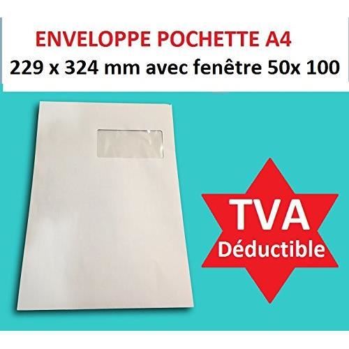 Lot De 250 Enveloppes Kraft Blanches A4 C4 Avec Fenêtre - 229x324mm - Fermeture Autocollante