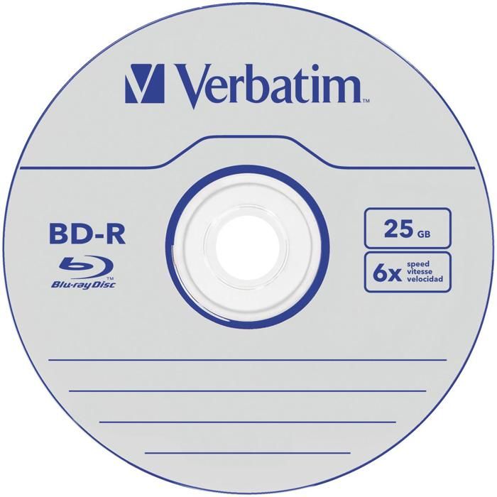 Disques BD-R VERBATIM - 25 Go 6x - Boitier CD - Lot de 5