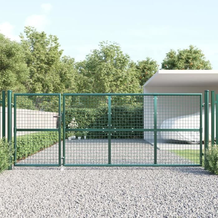 VidaXL Portal de jardin maille vert 350x175 cm acier galvanisé 154534