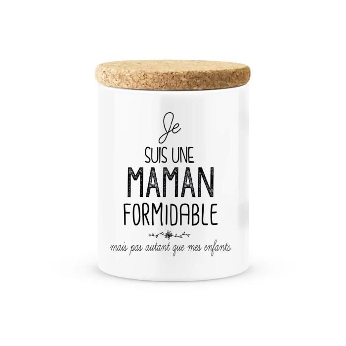 Pot Ceramique Avec Couvercle En Liege Citation Imprime Je Suis Une Maman Formidable Mais Pas Autant Cdiscount Beaux Arts Et Loisirs Creatifs