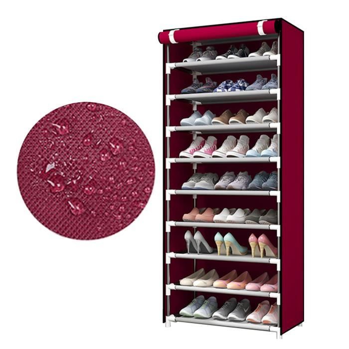 Armoire De Placard Portable - Rangement En Tissu Avec Couvercle, Rail