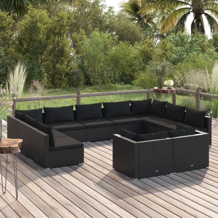 SIB Salon De Jardin 11 Pcs Avec Coussins Noir R sine Tress e sib-salon-de-jardin-11-pcs-avec-coussins-noir-r-sine-tress-e