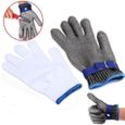 Gant protection anti-coupure pour boucher - En inox - Taille L - Gris-1