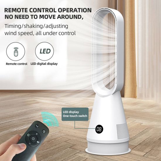 Ventilateur Colonne Oscillation 90 IcyAir - Colonne Silencieuse, 8 Vitesses, Télécommande, Minuterie 9h, 90° Oscillation Ventilateur Sans Pales